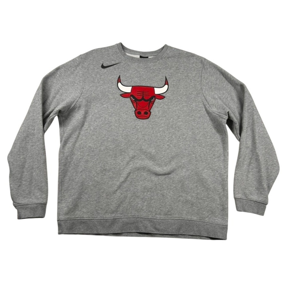 Nike Chicago Bulls Sweatshirt Mens XL Club Fleece Crew Gray NBA Basketball Benny